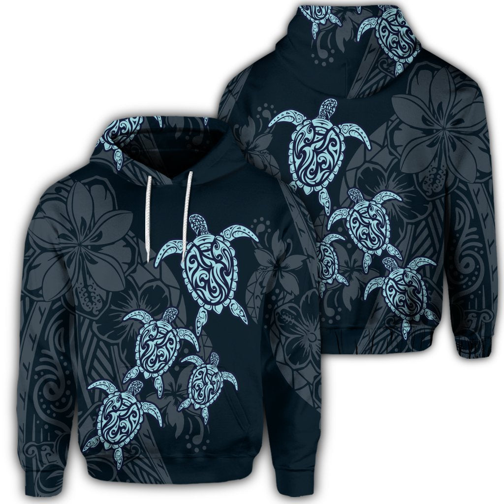 Hawaiian Hibiscus Plumeria Sea Turtle Polynesian Hoodie