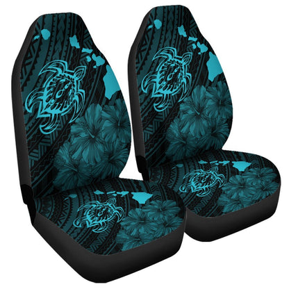 Hawaiian Hibiscus Sea Turtle Swim Polynesian Car Seat Covers Blue AH
