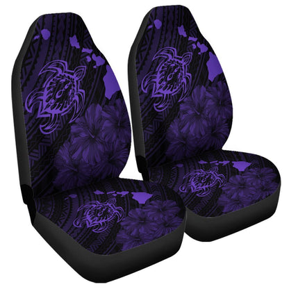 Hawaiian Hibiscus Sea Turtle Swim Polynesian Car Seat Covers Purple AH