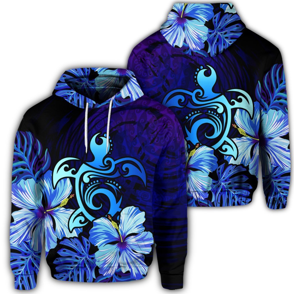 Hawaiian Hibiscus Tropical Deep Ocean Turtle Sea Hoodie