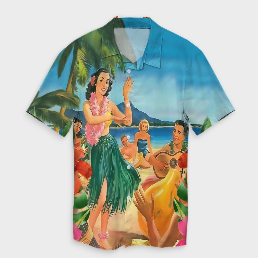 Hawaiian Hula Sing Dance On Beach Hawaiian Shirt - AH