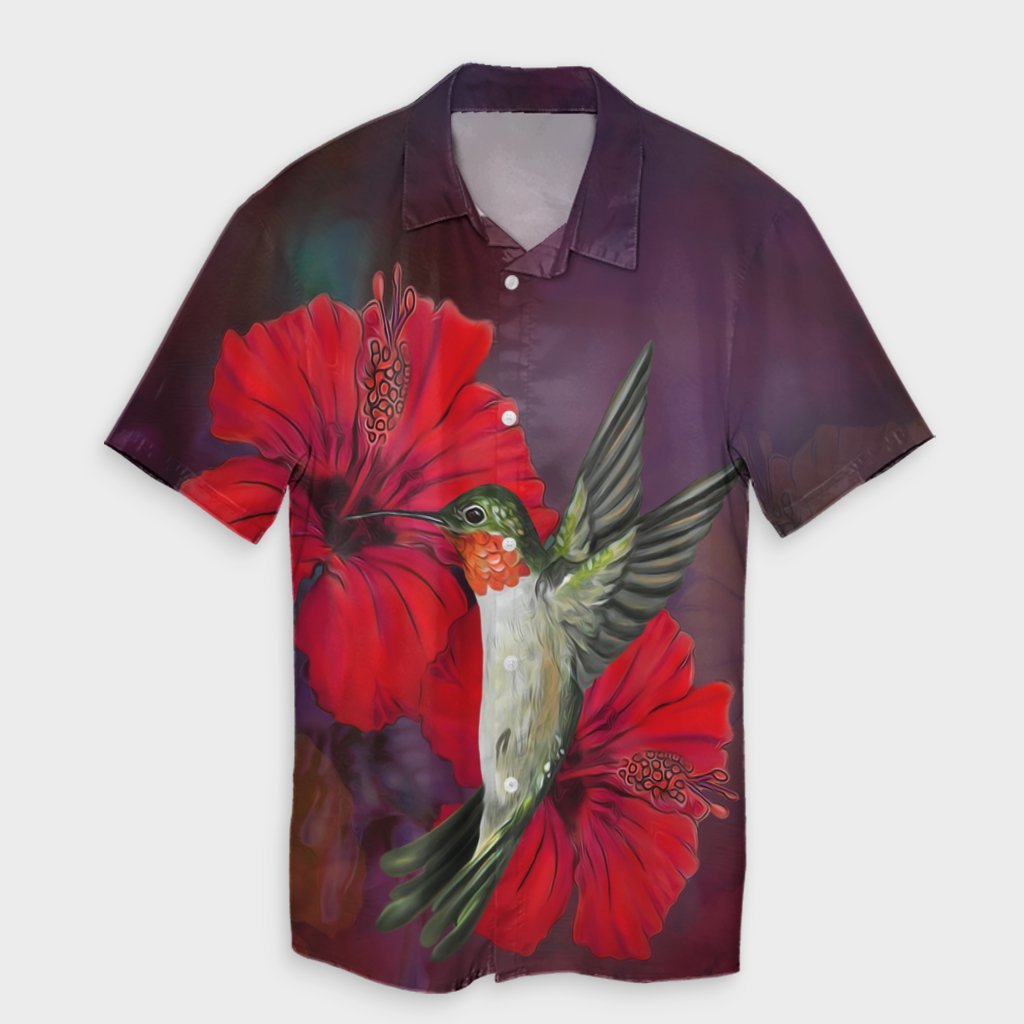 Hawaiian Hummingbird And Hibiscus Polynesian Hawaiian Shirt - AH