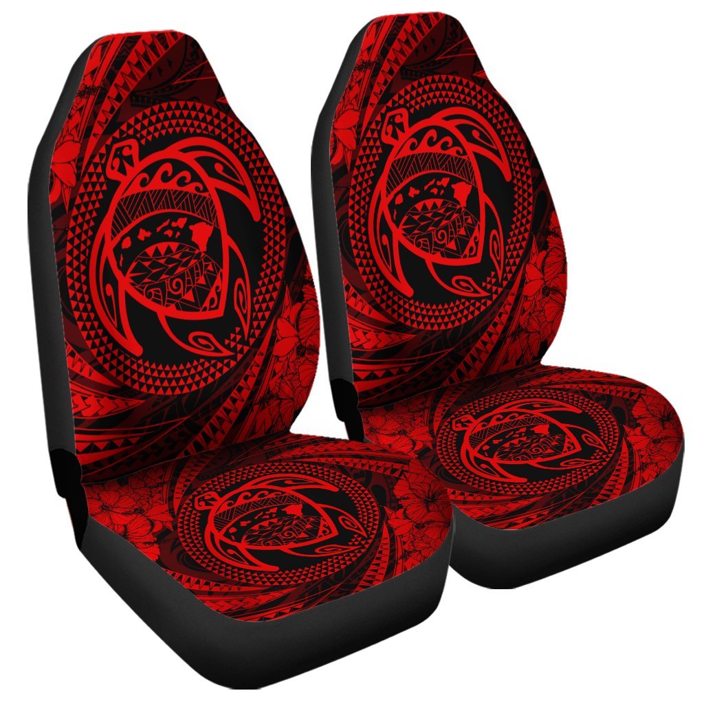 Hawaiian Kanaka Honu Hibiscus Tornando Polynesian Red Car Seat Covers AH
