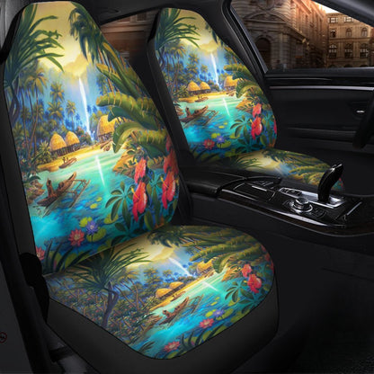 Hawaiian Living In Aboriginal Village Car Seat Covers AH