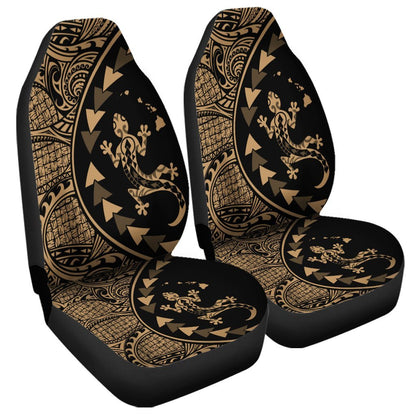 Hawaiian Map Gecko Tattoo Kakau Polynesian Car Seat Covers Gold AH