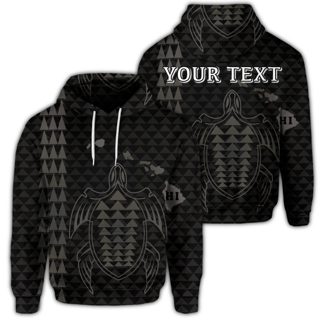 Personalised Hawaiian Map Kakau Turtle Polynesian Hoodie Gray AH