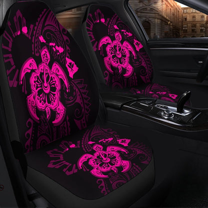 Hawaiian Map Kanaka Hibiscus Turtle Pink Polynesian Car Seat Covers AH