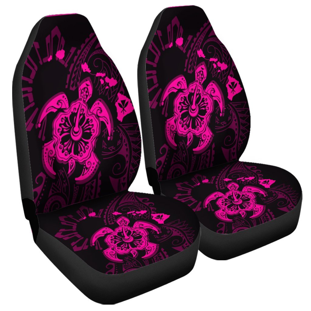 Hawaiian Map Kanaka Hibiscus Turtle Pink Polynesian Car Seat Covers AH