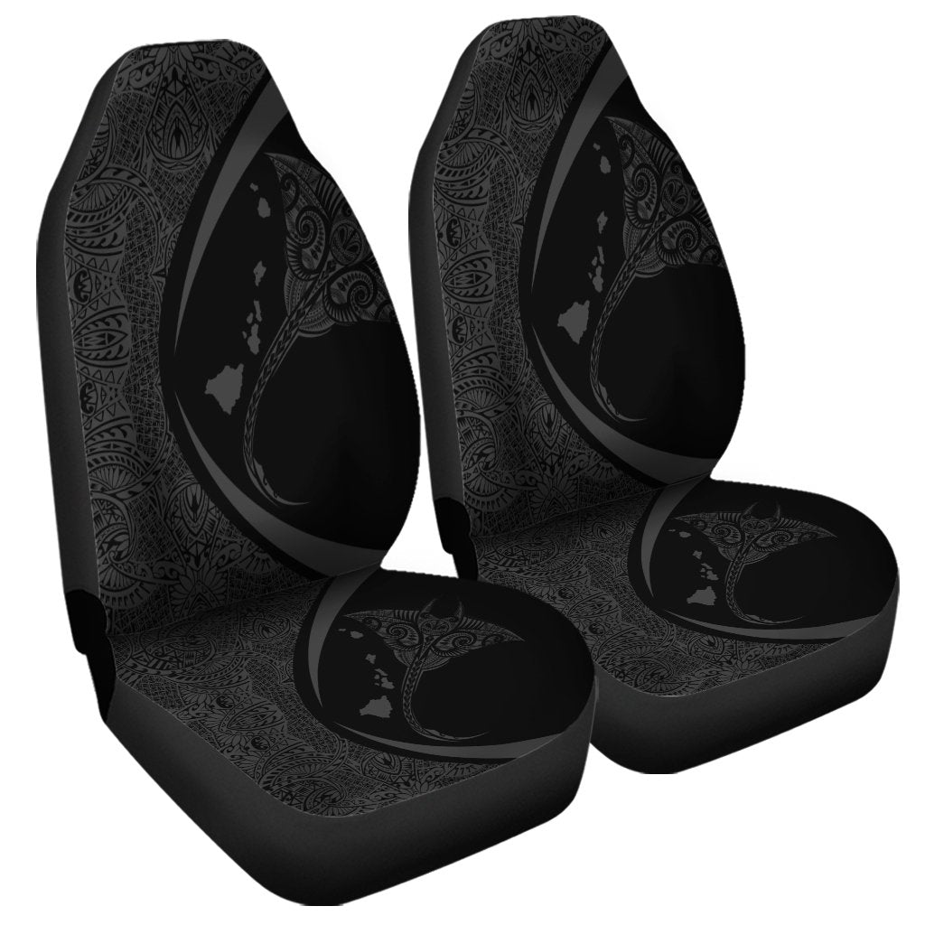 Hawaiian Map Manta Ray Polynesian Car Seat Covers Gray Circle Style AH