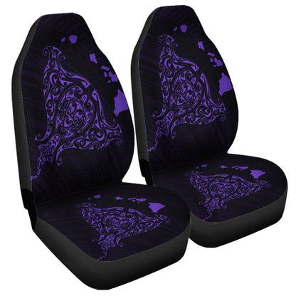 Hawaiian Map Manta Ray Purple Polynesian Car Seat Covers AH