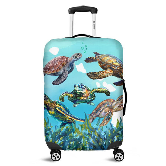 Hawaiian Map Sea Turtles Ocean Polynesian Luggage Covers AH