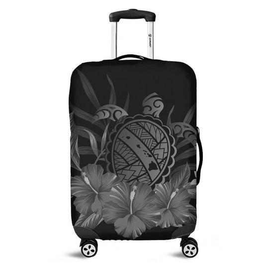 Hawaiian Map Turtle Hibiscus Polynesian Luggage Covers White AH