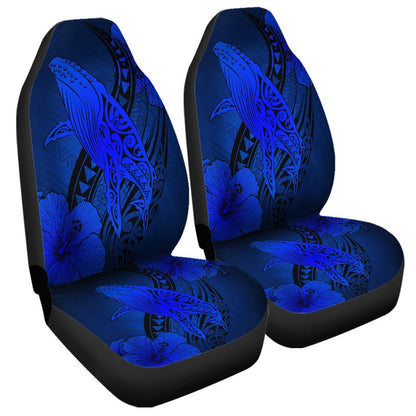 Hawaiian Map Whale Swim Hibiscus Polynesian Car Seat Covers Blue AH