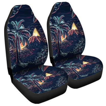 Hawaiian Palm Tree Volcano Night On The Land Car Seat Covers AH