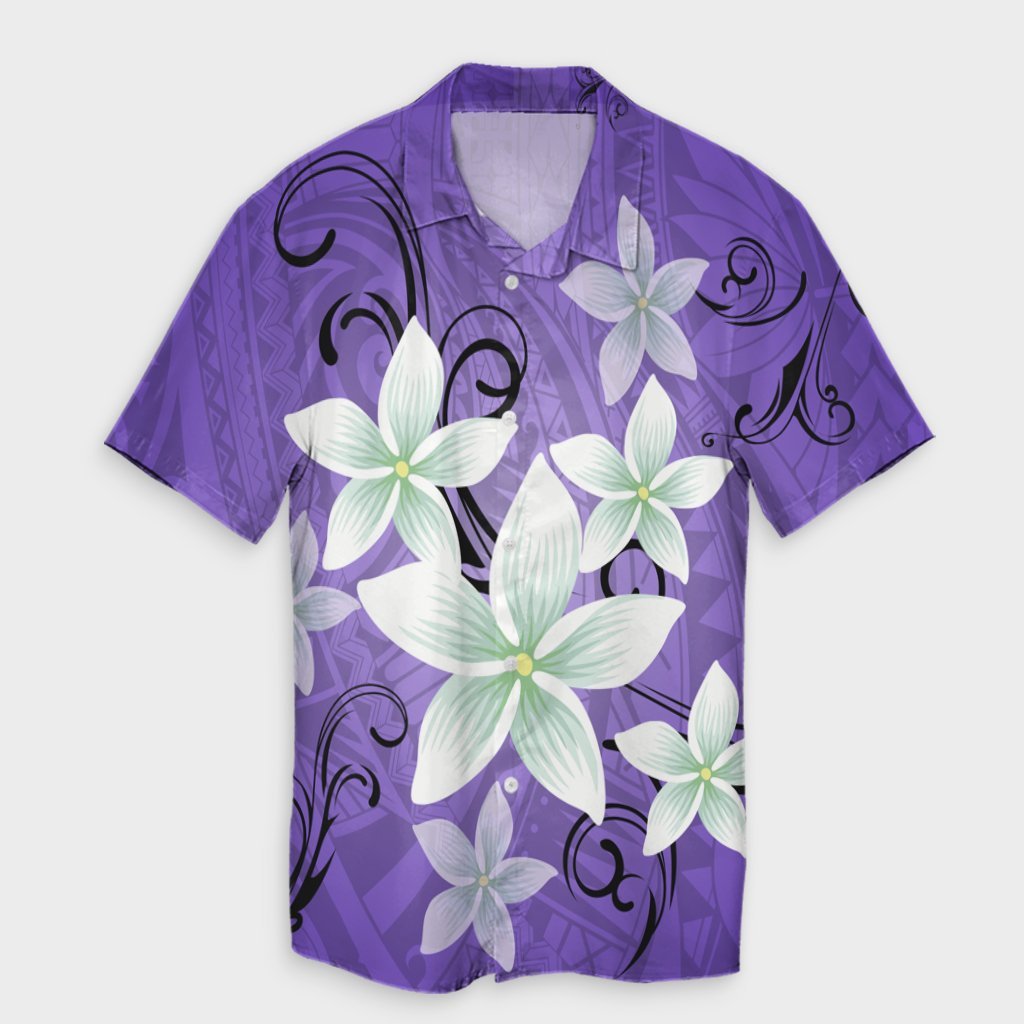 Hawaiian Plumeria Polynesian Hawaiian Shirt - Purple - AH