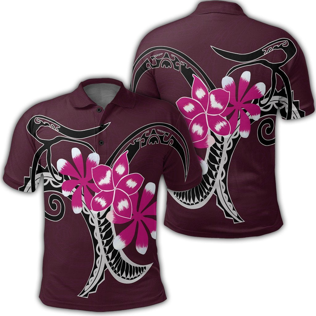 Hawaiian Plumeria Polynesian Pink Polo Shirt - AH