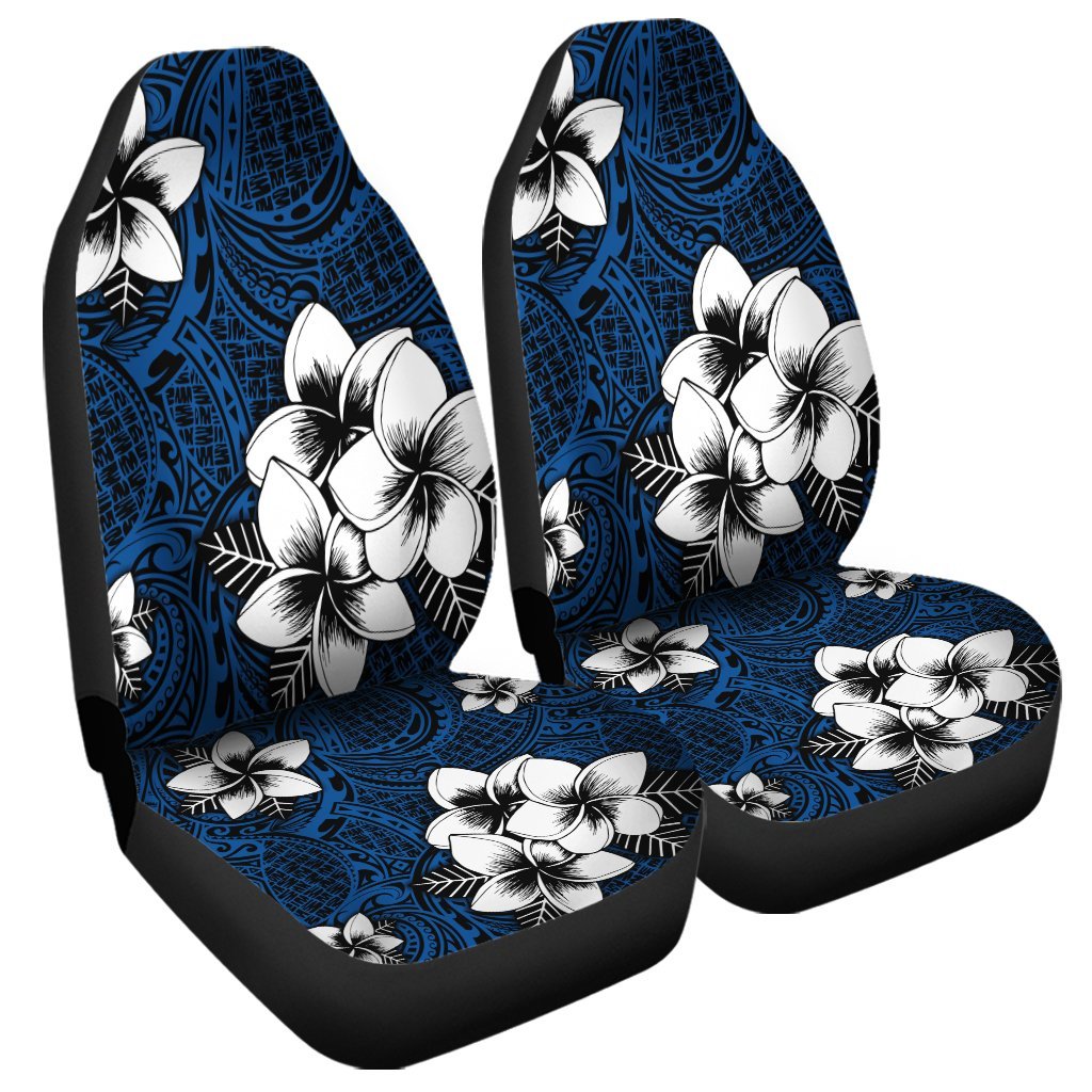 Hawaiian Plumeria Tribal Polynesian Car Seat Covers Blue AH