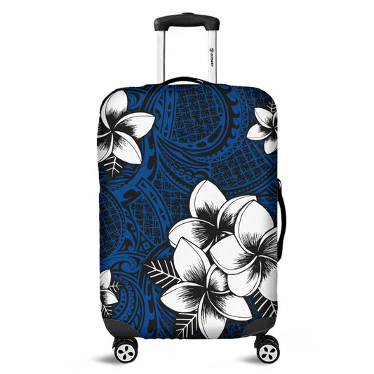 Hawaiian Plumeria Tribal Polynesian Luggage Covers Blue AH