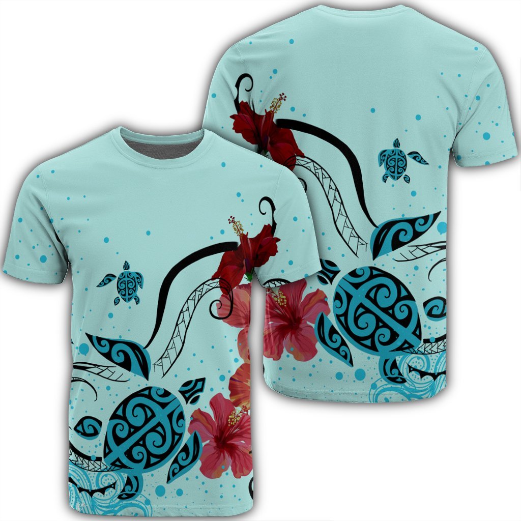 Hawaiian Sea Turtle Hibiscus Brilliant Polynesian T Shirt AH