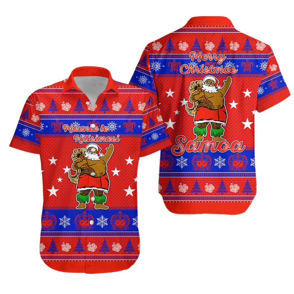 Samoa Christmas -Maunia Le Kilisimasi Santa Polynesia Tatoo Hawaiian Shirt -