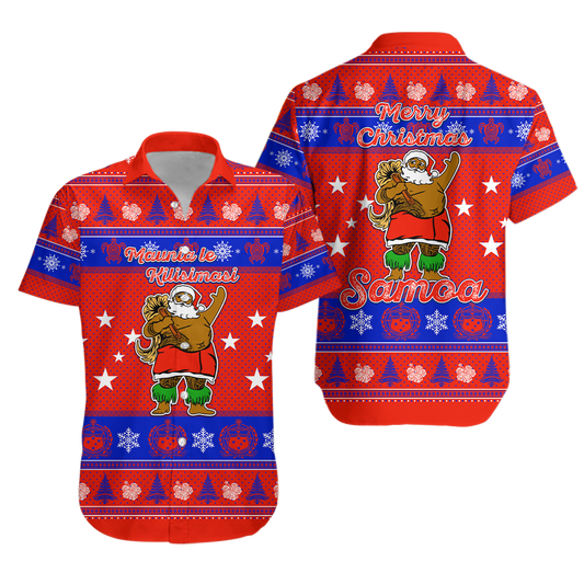 Samoa Christmas -Maunia Le Kilisimasi Santa Polynesia Tatoo Hawaiian Shirt -