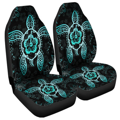 Hawaiian Turtle And Hibiscus Polynesian Car Seat Covers Turquoise AH