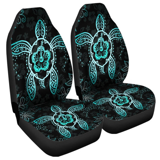 Hawaiian Turtle And Hibiscus Polynesian Car Seat Covers Turquoise AH