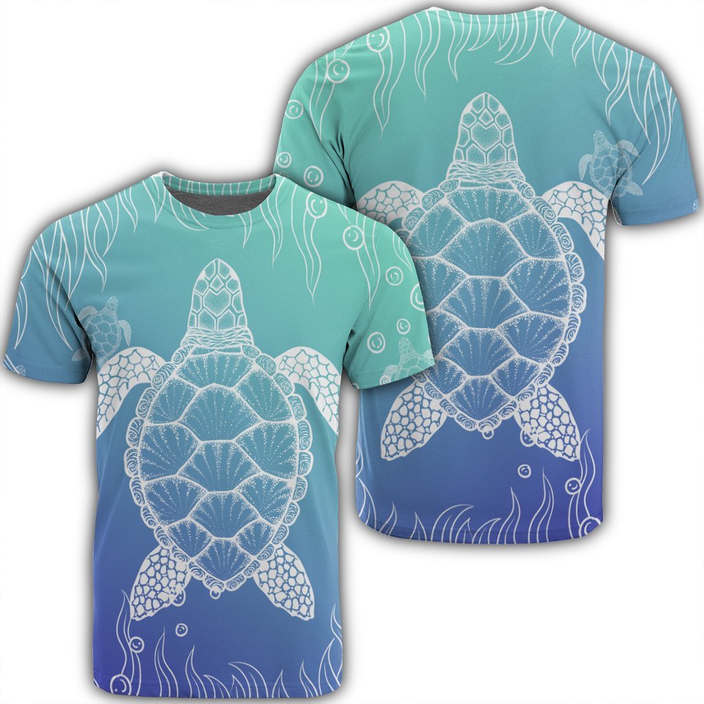 Hawaiian Turtle In The Sea Polynesian T Shirt AH