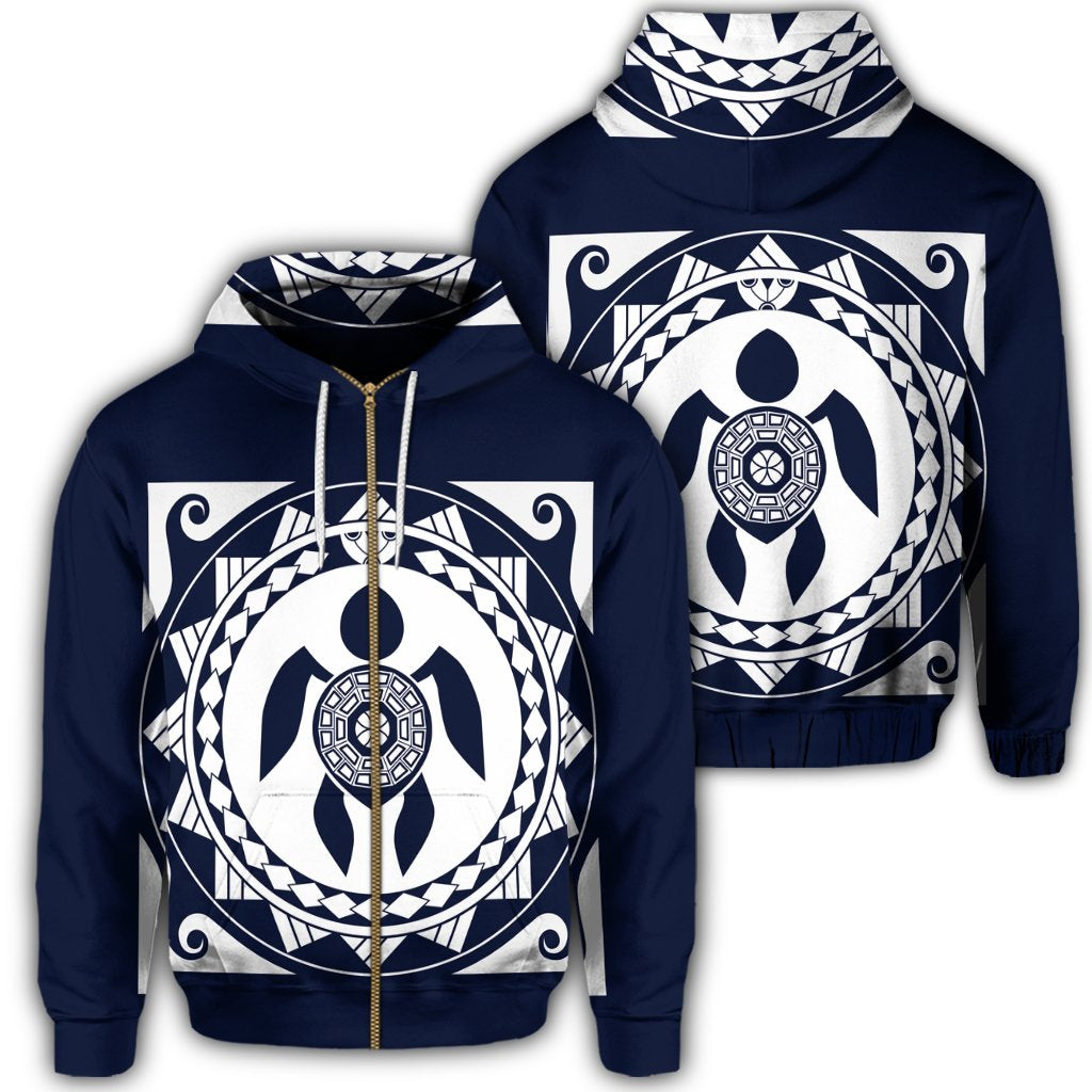 Hawaiian Turtle Pattern Zip Hoodie