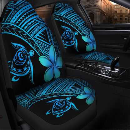 Hawaiian Turtle Plumeria Kakau Polynesian Quilt Car Seat Covers Blue AH