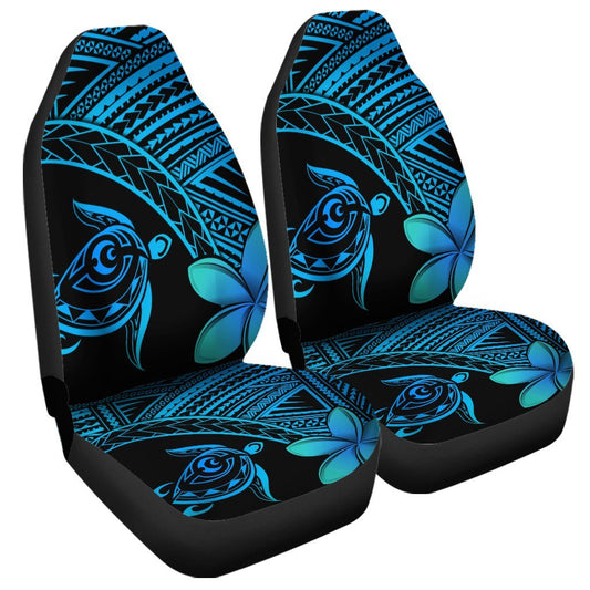 Hawaiian Turtle Plumeria Kakau Polynesian Quilt Car Seat Covers Blue AH