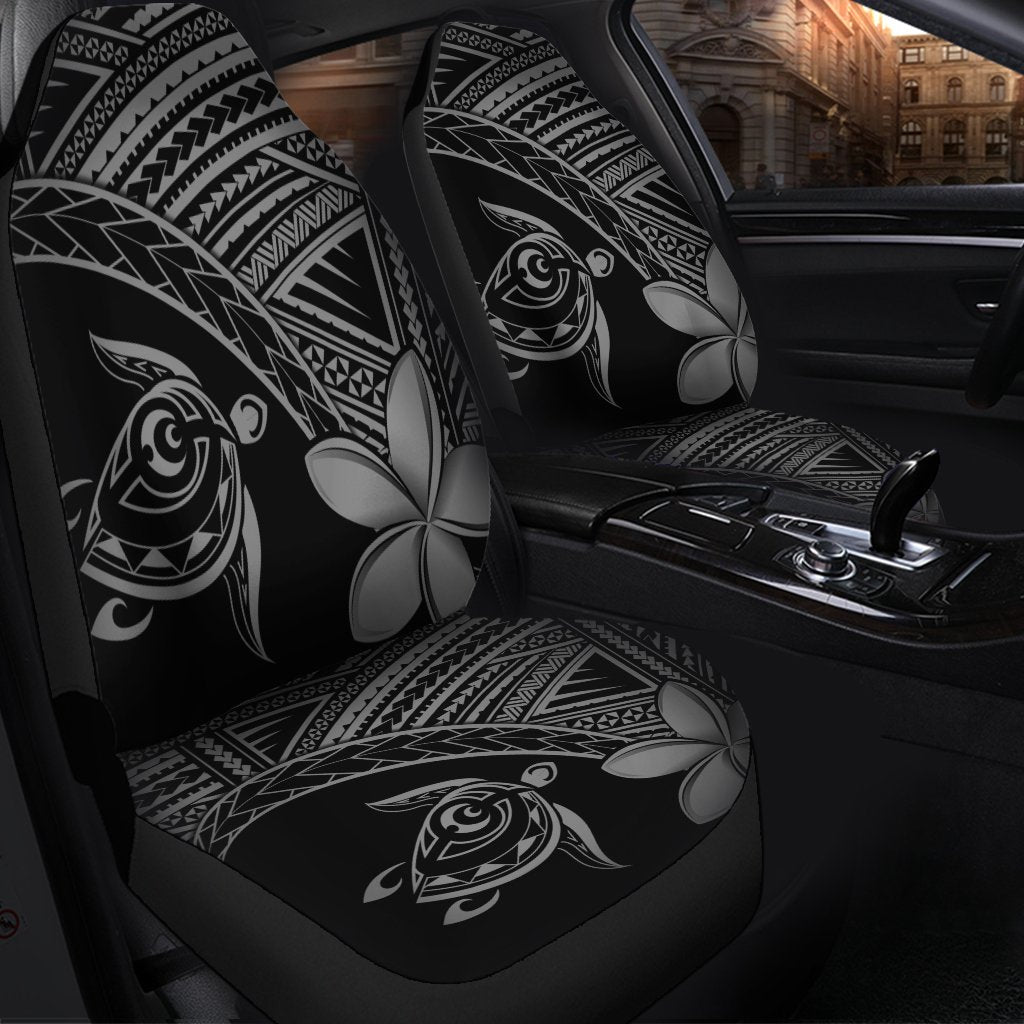 Hawaiian Turtle Plumeria Kakau Polynesian Car Seat Covers Neo Gray AH