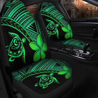 Hawaiian Turtle Plumeria Kakau Polynesian Quilt Car Seat Covers Neo Green AH