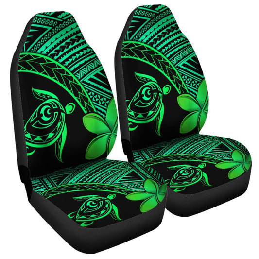 Hawaiian Turtle Plumeria Kakau Polynesian Quilt Car Seat Covers Neo Green AH