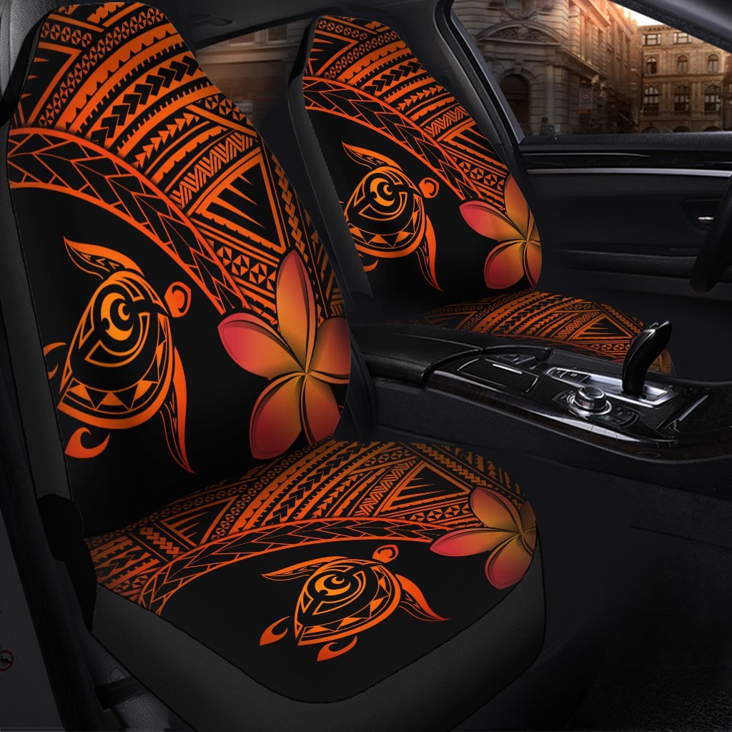Hawaiian Turtle Plumeria Kakau Polynesian Quilt Car Seat Covers Neo Orange AH