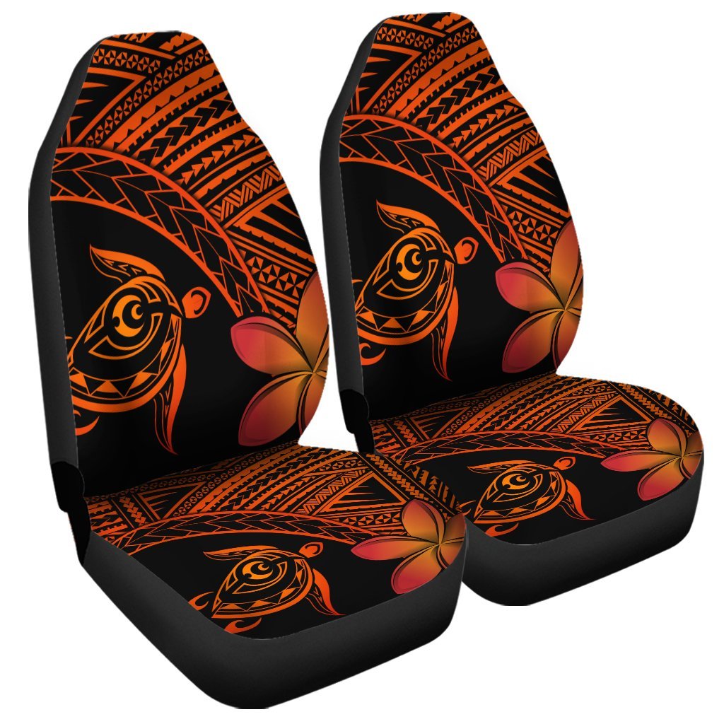Hawaiian Turtle Plumeria Kakau Polynesian Quilt Car Seat Covers Neo Orange AH