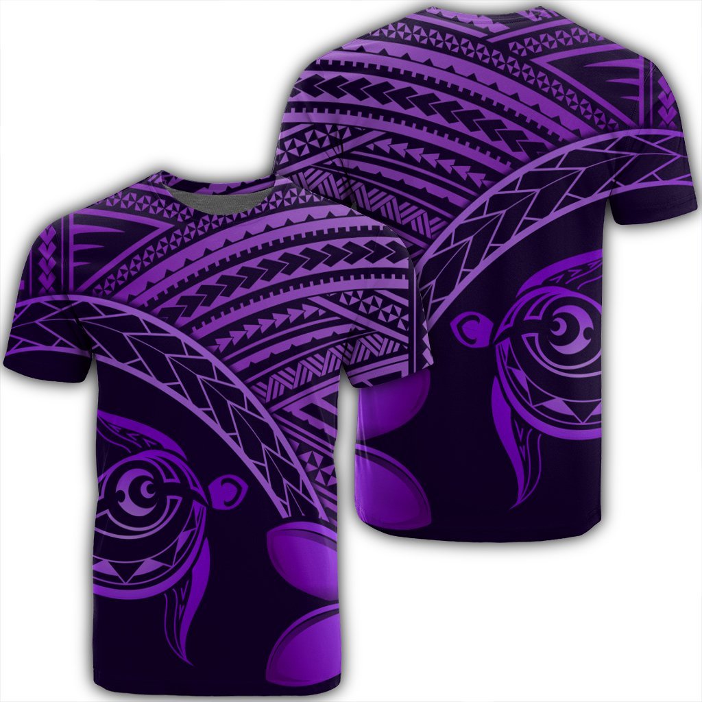 Hawaiian Turtle Plumeria Kakau Polynesian Quilt T - Shirt Neo Purple Ah