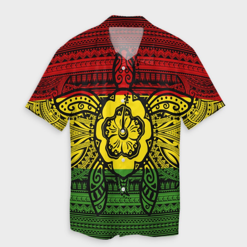 Hawaiian Turtle Polyensian Tribal Hawaiian Shirt Reggae AH