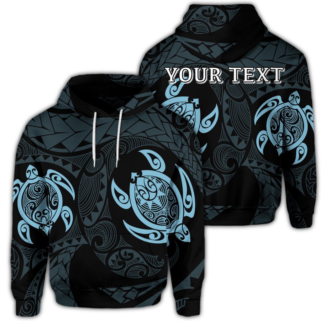 (Personalised) Hawaiian Two Turtle Polynesian Hoodie Pastel Blue AH