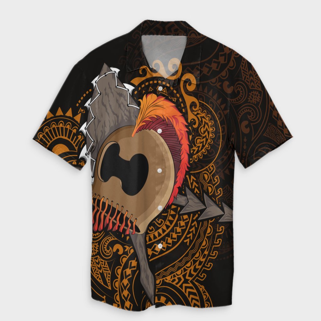 Hawaiian Warrior Helmet Kanaka Polynesian Hawaiian Shirt - AH