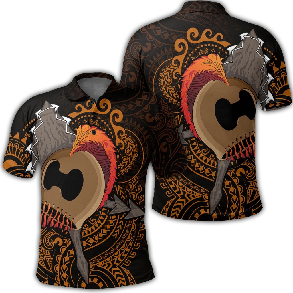 Hawaiian Warrior Helmet Kanaka Polynesian Polo Shirt - AH