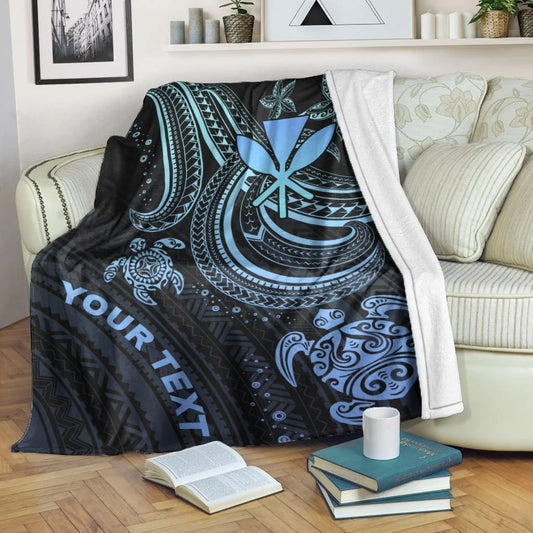 Hawaii Custom Personalised Premium Blanket Blue Turtle