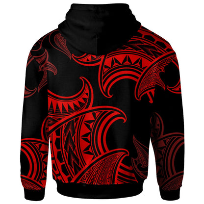 Hawaii Hoodie Sea Ripples Patern Red Color
