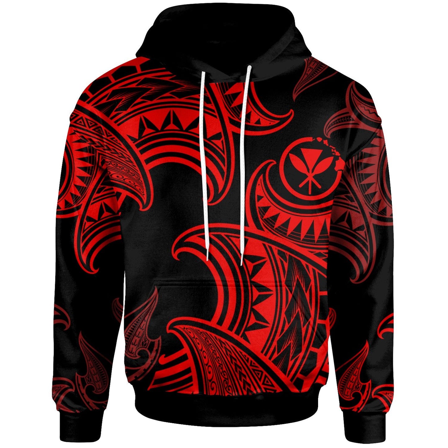 Hawaii Hoodie Sea Ripples Patern Red Color