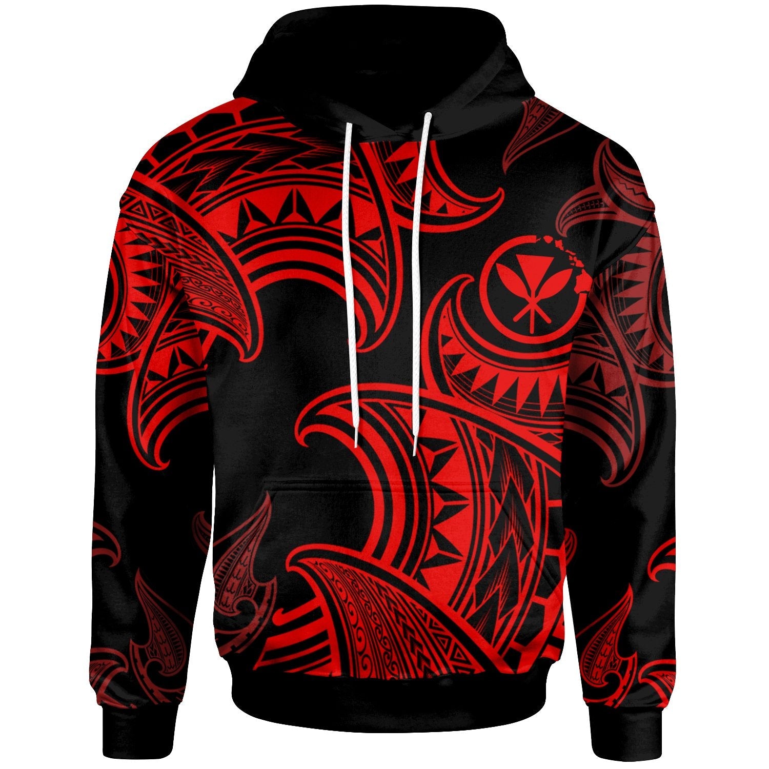 Hawaii Hoodie Sea Ripples Patern Red Color