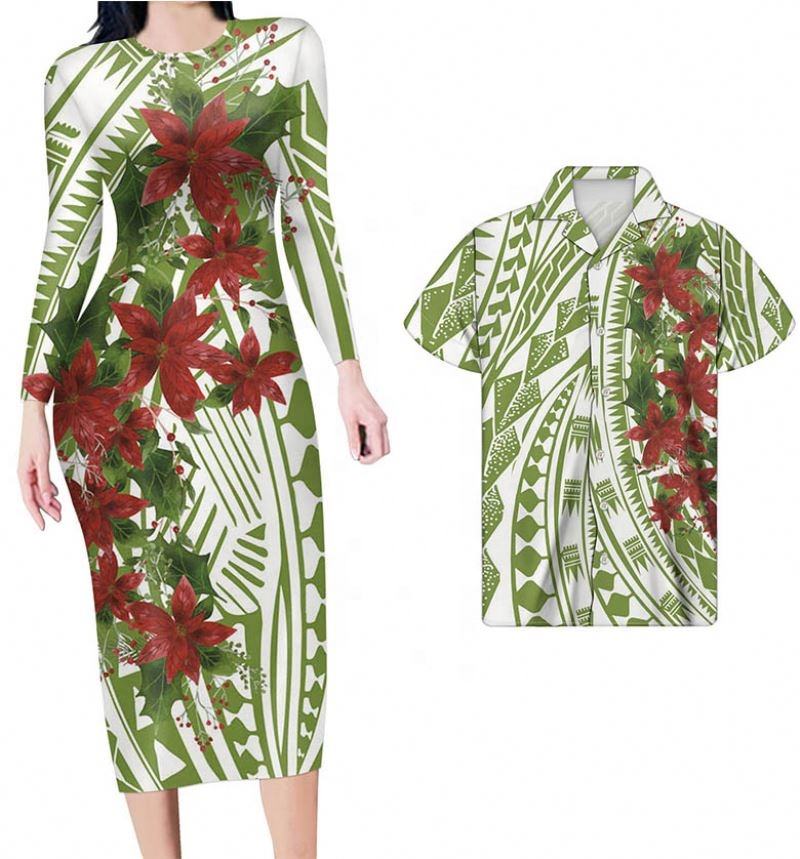 Matching Hawaiian Shirt Dress For Couples Hawaii Flowers Bodycon Dress And Tropical Shirt