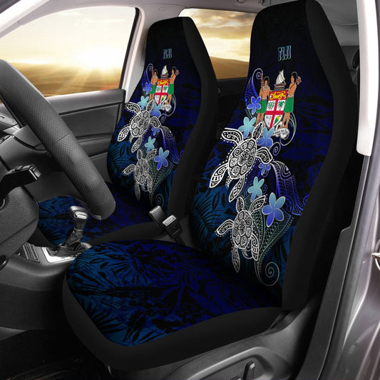 Fiji Polynesian Car Seat Covers Blue Turtle Couple