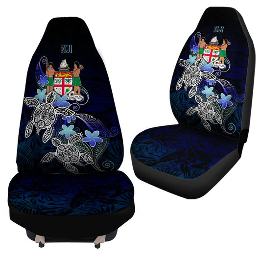 Fiji Polynesian Car Seat Covers Blue Turtle Couple