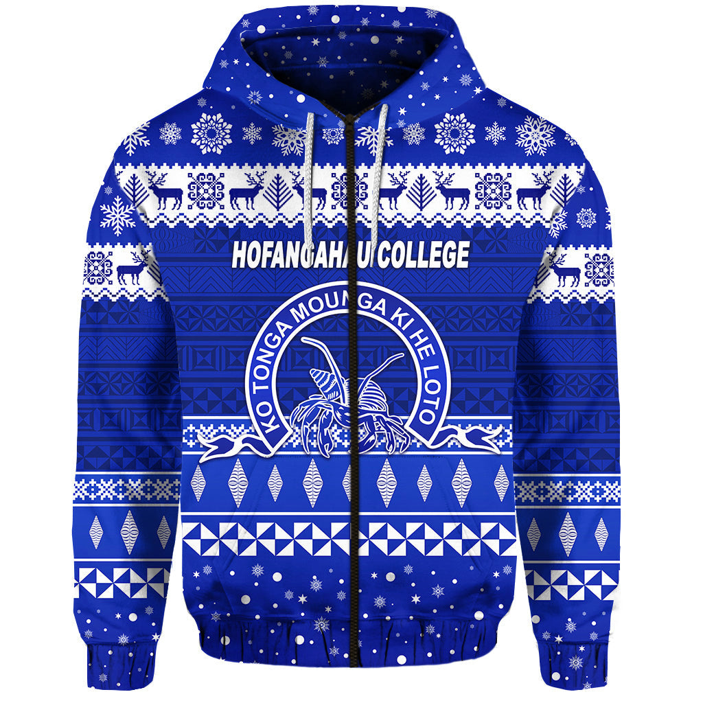 ( Personalised) Hofangahau College Christmas Zip Hoodie Simple Style