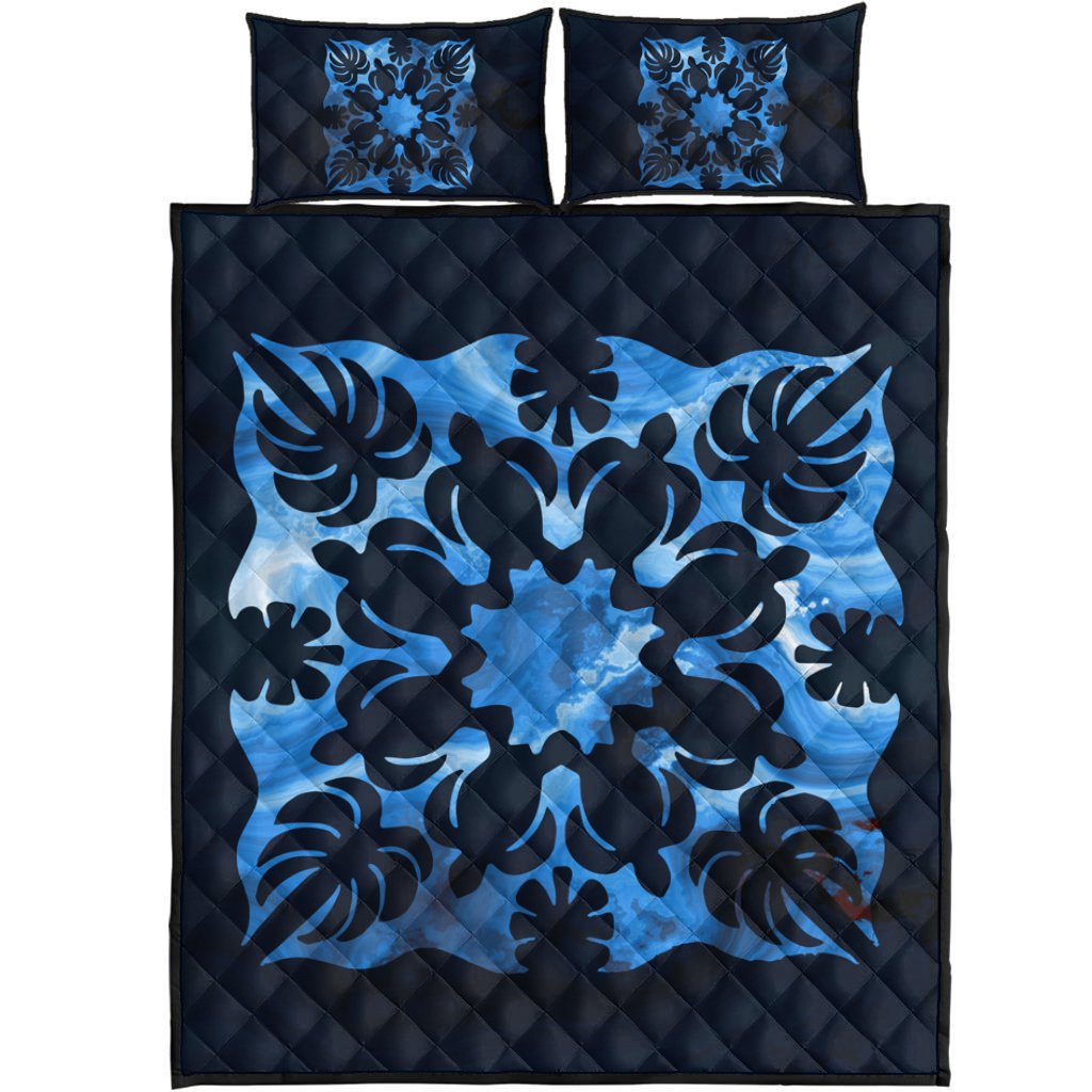 Hawaii Quilt Bed Set Honu Circle Quilting Style Quilt Bed Set AH